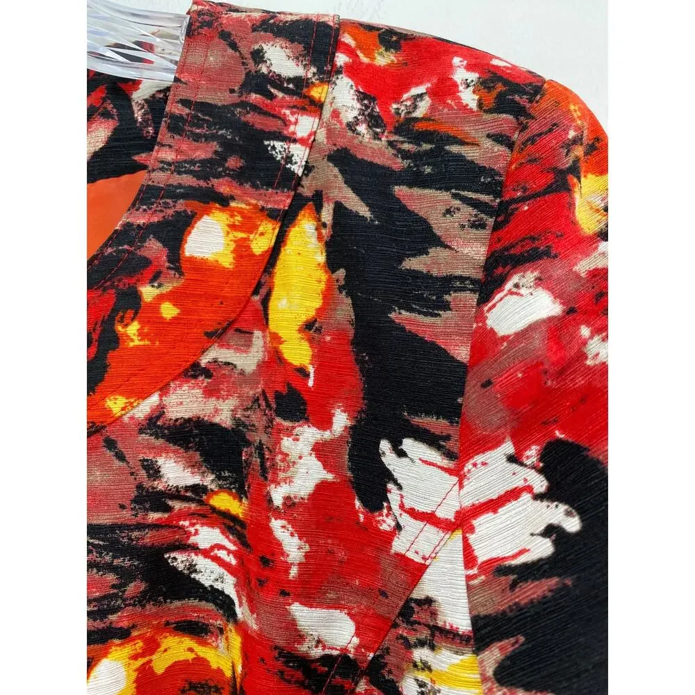 Birch Hill Women's Floral Silk Blend Blazer Size L Pockets Old Money Art to Wear